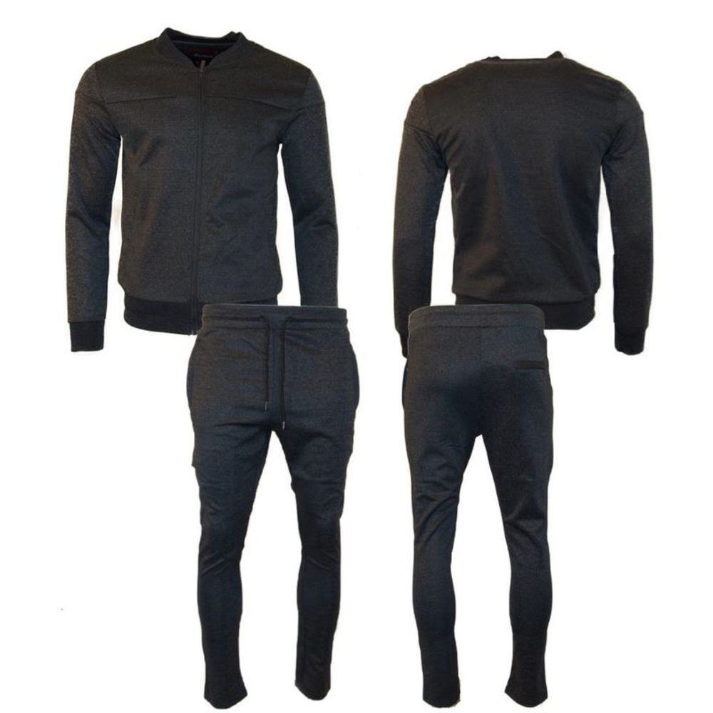 Men's Jogger 2-Piece Set Full Zip Solid Long Sleeve & Drawstring Pant Tracksuit